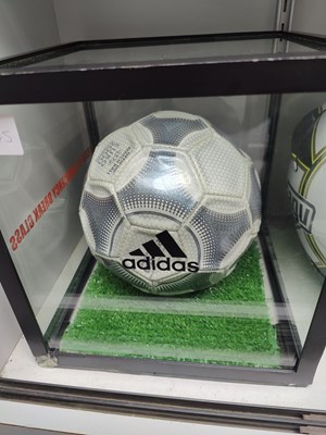 Lot 73 - Official match ball from euro 2000 championship in display case