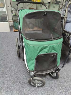 Lot 110 - Green colour dog walking pram with mesh ventilation