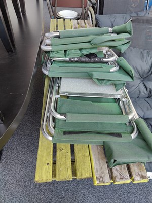 Lot 246 - Two Wooden Garden Benches & Three Campchairs