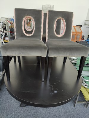 Lot 244 - Large Dining Table with 6 Pink Chairs
