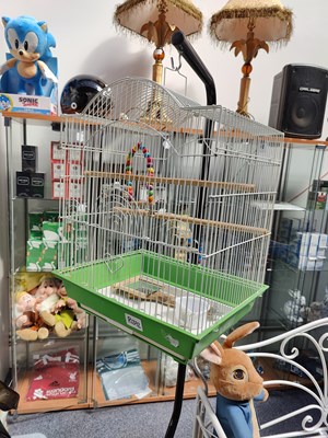 Lot 110 - Bird cage on hanging stand