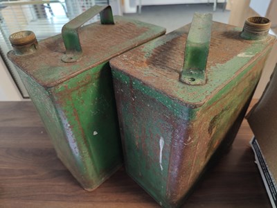 Lot 281 - 2 green vintage fuel cans