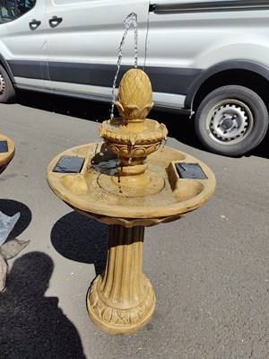 Lot 125 - Sand coloured solar powered bird bath fountain with cosmetic damage