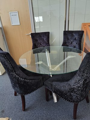 Lot 203 - Glass Table with Four velour Chairs