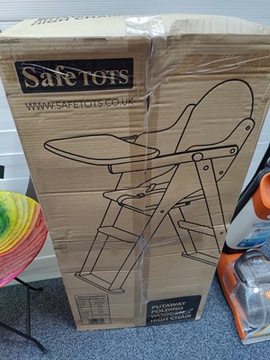 Lot 119 - Safetots folding wooden put away high chair in grey finish