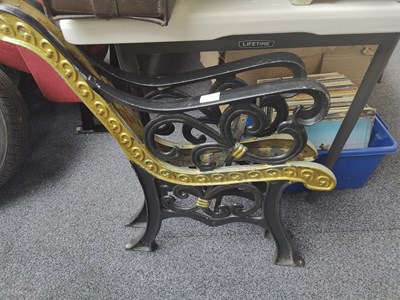 Lot 254 - Pair of decorative bench ends