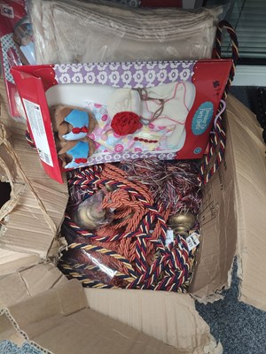 Lot 185 - Large box of tiebacks and some craft items