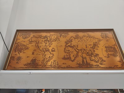 Lot 75 - Large Bronze Coloured Map of The World