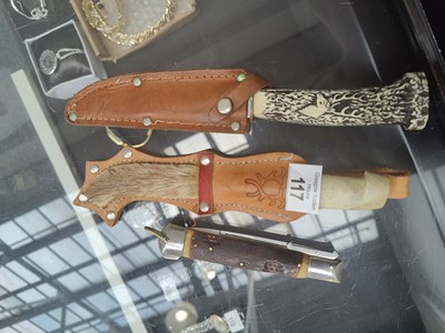 Lot 117 - Three Small Knifes, Two In Sheaths, One Flick
