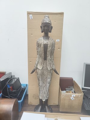 Lot 38 - Two Large Standing Silver Finish Buddahs