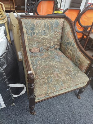 Lot 192 - Small upholstered arm chair with high sides