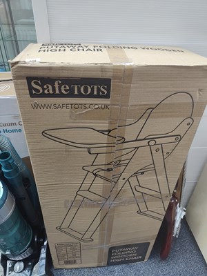 Lot 100 - Safetots folding wooden put away high chair in grey finish