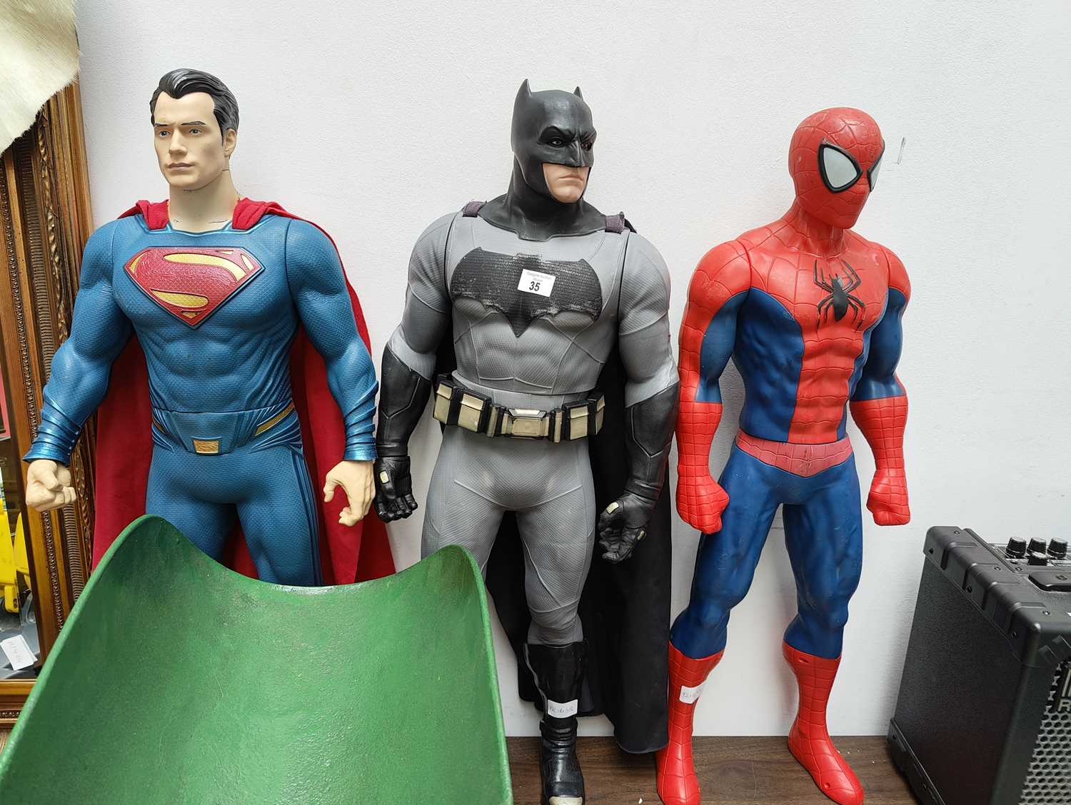 Lot 35 - Large Spiderman, batman and superman figures