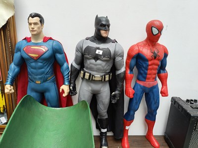 Lot 35 - Large Spiderman, batman and superman figures
