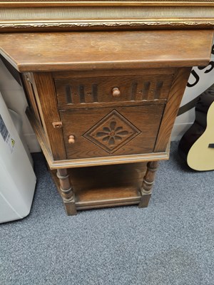 Lot 278 - Wooden cupboard with drawer and tuned legs