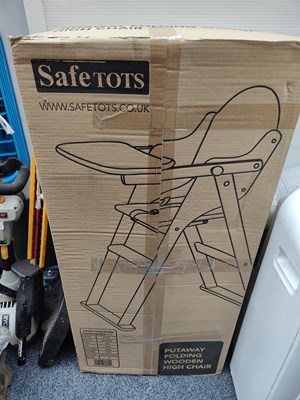 Lot 130 - Safetots folding wooden put away high chair in grey finish