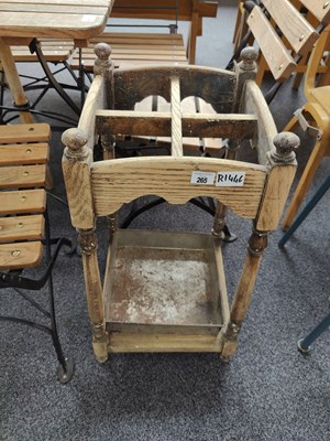 Lot 265 - Wooden umbrella stand with drip tray