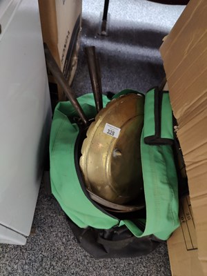 Lot 328 - Bg containing selection of brass and metal items