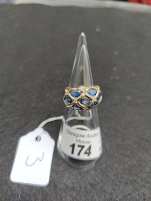 Lot 174 - 14ct gold, sapphire and diamond ring 5.7g