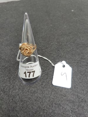 Lot 177 - 9ct gold vintage rose ring 6.17g