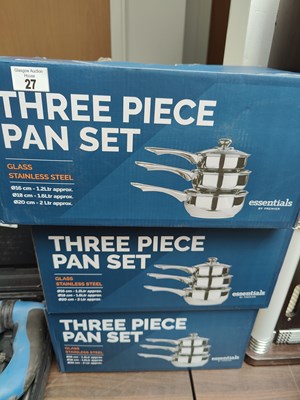 Lot 27 - 3x 3 piece pan set