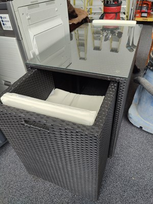 Lot 246 - Garden table and 2 chairs with glass top