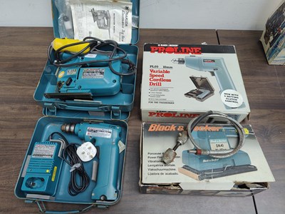 Lot 29 - Set of 4 vintage tools including makita (in original metal cases) and black and decker boxed untested