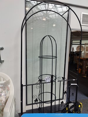 Lot 253 - Metal garden gate arch and plant climbing frame