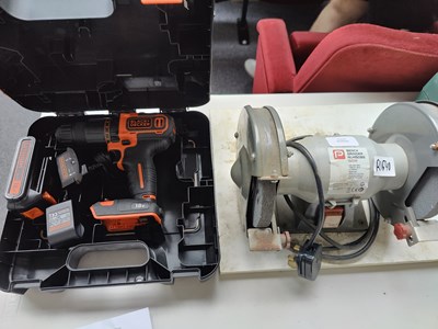Lot 248 - Black & decker battery combi drill and Pro bench grinder
