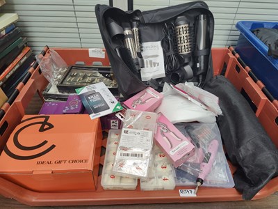 Lot 140 - Box Of Nail Kits & Beauty Accessories, Including Nail Light & Hair Styling Kit