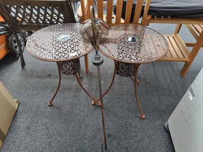 Lot 232 - Two Garden Solar Panel Tables with accessory