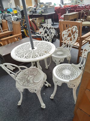 Lot 193 - 4 Garden White Chairs & Table