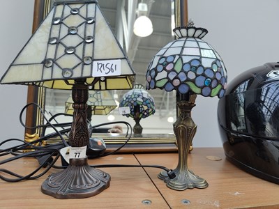 Lot 77 - Pair of small Tiffany style lamps