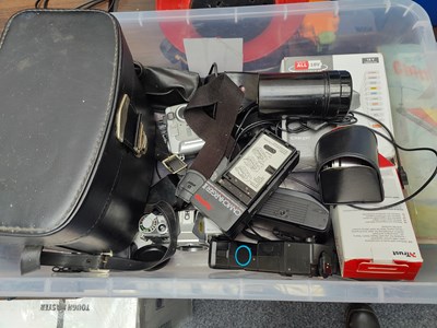 Lot 32 - Box of Cameras & Accessories