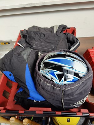 Lot 54 - Qty of bikers protective clothing including helmet