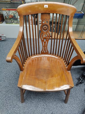 Lot 103 - Windsor style solid wood chair with turned legs