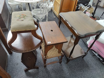 Lot 188 - Two Wooden Tables & 3 Stools