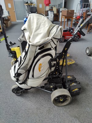 Lot 278 - Electric golf trolley with bag and batteries