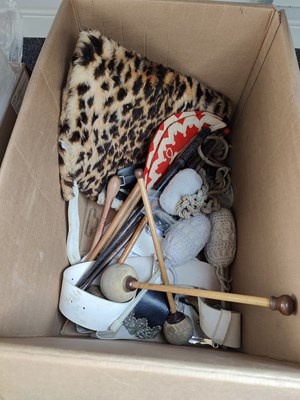 Lot 302 - Box of drummers equipment