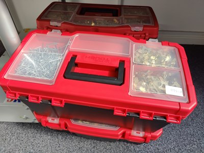 Lot 52 - 4 clip lock plastic tool boxes with some contents
