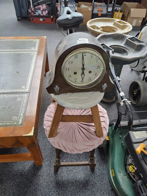 Lot 256 - Art deco clock and 2 small stools