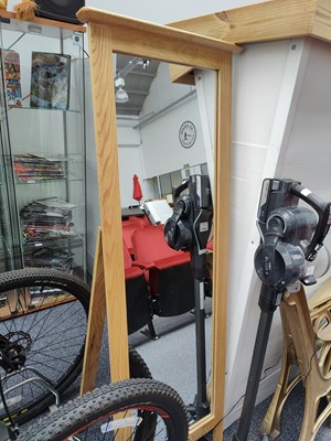 Lot 142 - Floor standing oak mirror