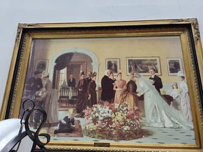 Lot 91 - Large framed picture showing wedding scene