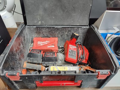 Lot 21 - Qty of Milwaukee Batteries and Accessories with heavy duty case