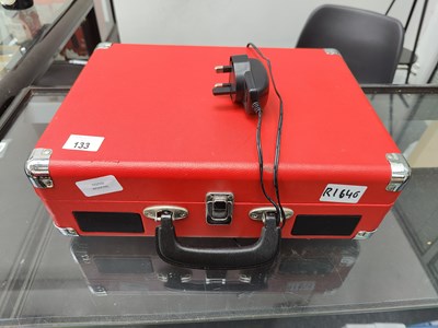 Lot 133 - Red retro style record player tested working