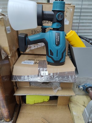 Lot 215 - 3x electric paint sprayer 2 compatible with Makita 1 with ryobi battery