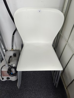 Lot 184 - 3 white stacking chairs