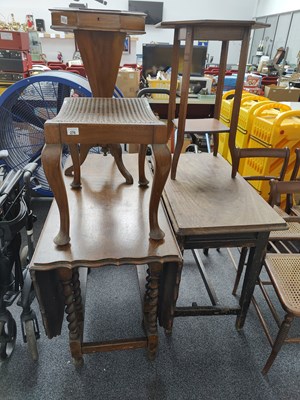 Lot 276 - Selection of wooden tables and stools
