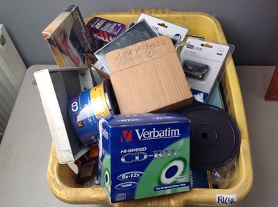 Lot 331 - Box of vintage computer tech and media mostly new
