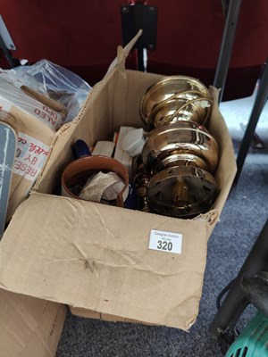 Lot 320 - Box of misc and box of glasses